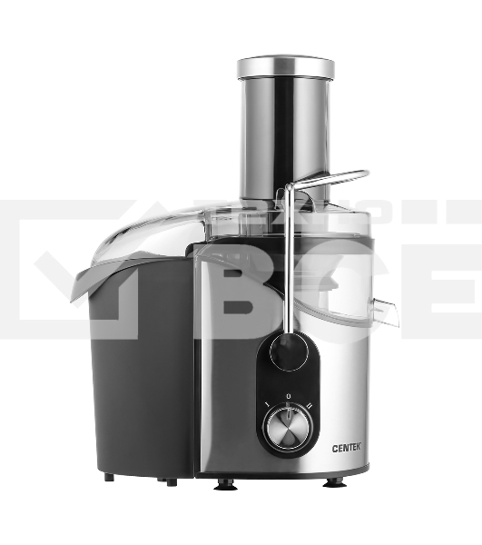 Соковыжималка Centek CT-1212 (черный/сталь) 1200Вт, 2 скор., стакан 1100 мл, горловина 75мм