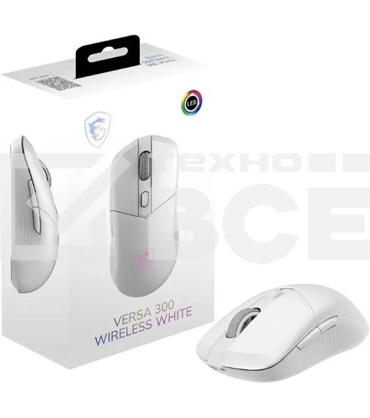 Мышь беспроводная/проводная MSI VERSA 300 белый, 8000 dpi, радиоканал, Bluetooth, USB, кнопки - 6