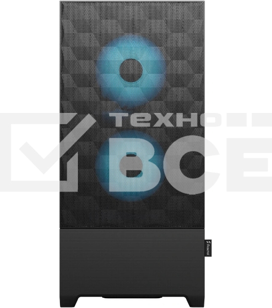 Компьютерный корпус без блока питания Fractal Design Pop Air RGb Cyan Core TG Clear Tint, Midi-Tower, 3x120мм RGb, 2xUSB-A 3.2 ATX, mATX, mITX черный/циан