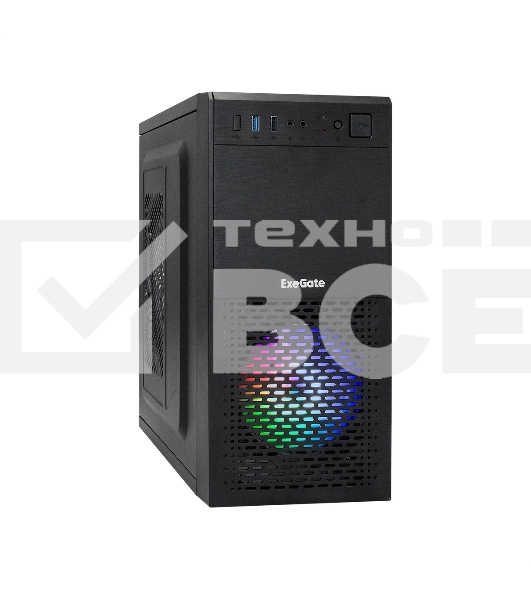 Компьютерный корпус Minitower ExeGate mEVO-7807-XP450 (mATX, БП XP450 с вент. 12см, 1*USB+1*USB 3.0, черный, 1 вент. 12см с RGb подсветкой)