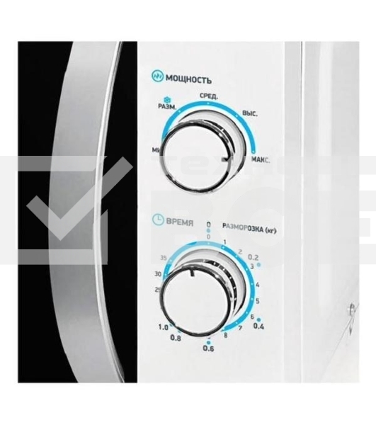 Микроволновая печь BBK 20MWS-711M/WS C белый/серебристый, 20 л, 700 Вт, переключатели - поворотный механизм
