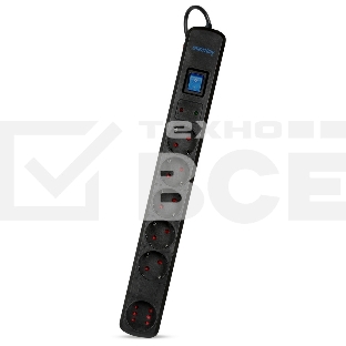 Сетевой фильтр Smartbuy (SBSP-50K-Pro) - 6 роз х 5,0 м - черный