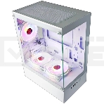 Компьютерный корпус Ginzzu CL485 mATX FAN 3*12LD4 передняя панель Стекло белый, фото7