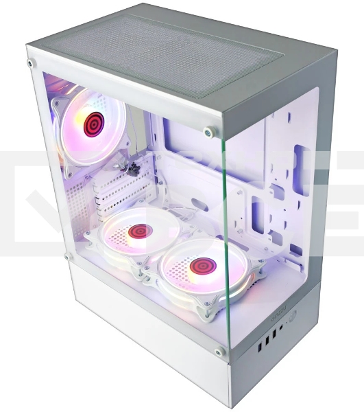 Компьютерный корпус Ginzzu CL485 mATX FAN 3*12LD4 передняя панель Стекло белый