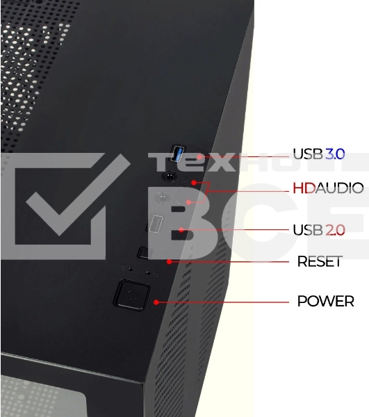 Компьютерный корпус Ginzzu V100 закаленное стекло 1хUSB 3.0,1хUSB 2.0, AU mATX