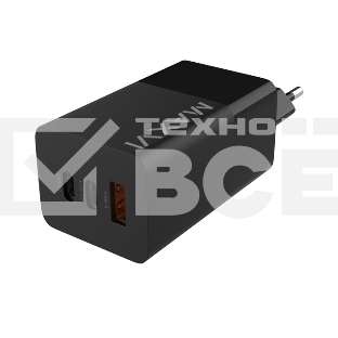 Сетевое зарядное устройство Maxvi A483GN 65W, 1xUSB-A, 2xUSB-C, черный
