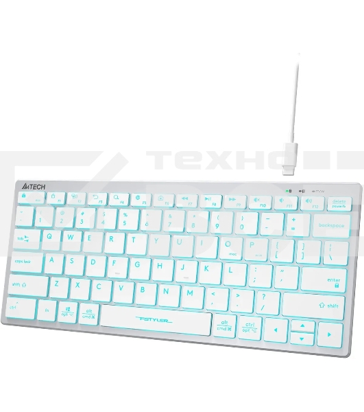 Клавиатура A4Tech Fstyler FX61 проводная, USB, белый/синий