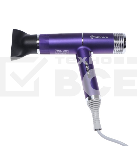 Фен SAKURA SA-4051V фиолетовый/серый, 1600 Вт, компактный