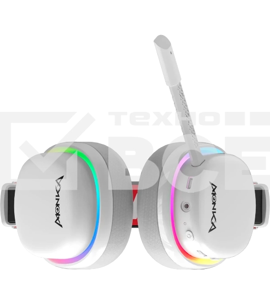 Гарнитура Marvo HG9069W Monka Echo белый, беспроводная + проводная, радиоканал, до 10 ч, подсветка, совместимость с PS5, Xbox