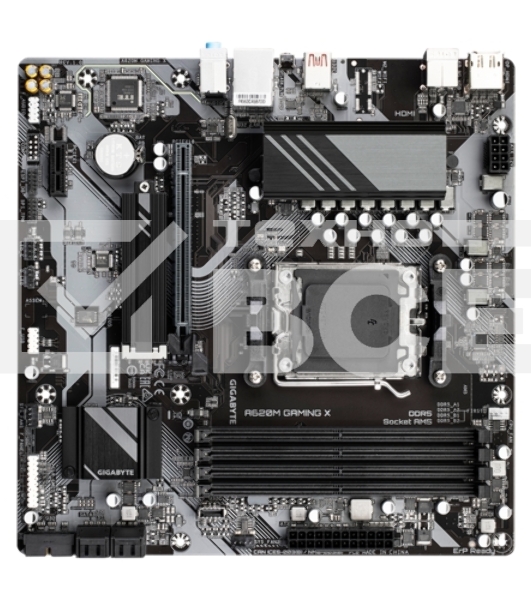 Материнская плата Gigabyte A620M GAMING X, Micro-ATX, AM5, AMD A620, 4xDDR5, 4xSATA, 1xM.2, 1xPCI-E 4.0 x16, 1xPCI-E x1, 1xHDMI, 1xDP, 1x 1Gb LAN, 1xUSB 3.2 Gen 2, 2xUSB 2.0, 2xUSB 3.2 Gen 1, 3x3.5mm, 7.1, ATX