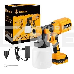 Краскопульт аккумуляторный DEKO SG20DK, 20В, 800 мл, 1x3.0А·ч 083-1133