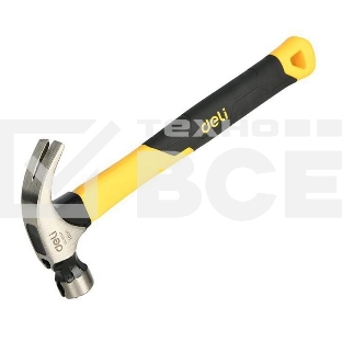 Молоток-гвоздодер Deli DL5002F 450 гр магнит, противоскользящий боек, фиберглассовая рукоять