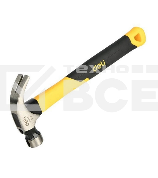 Молоток-гвоздодер Deli DL5002F 450 гр магнит, противоскользящий боек, фиберглассовая рукоять