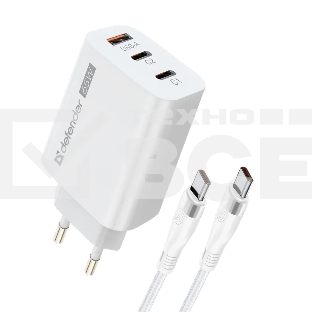 Сетевое зарядное устройство Defender СЗУ UPС-60 65W, USB A+C+С, кабель Type-C