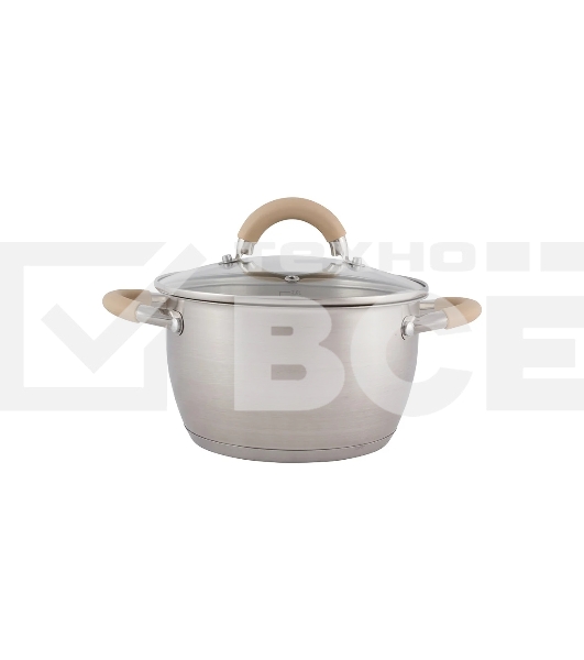 Кастрюля MALLONY Fortuna нержавеющая сталь, со стеклянной крышкой, матовый корпус ручки с силиконом, 2,5 л