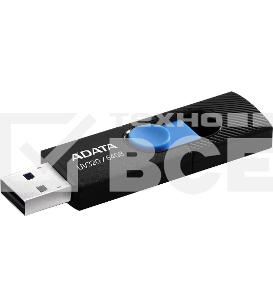 Флешка USB ADATA UV320 (AUV320-64G-RBKBL), 64Gb, USB 3.1, R/W 100/30, черный/синий