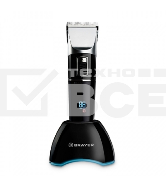 Машинка для стрижки BRAYER BR3402, LED-дисплей, 4 насад, турбо, титан. покр, регу. высоты лезвий