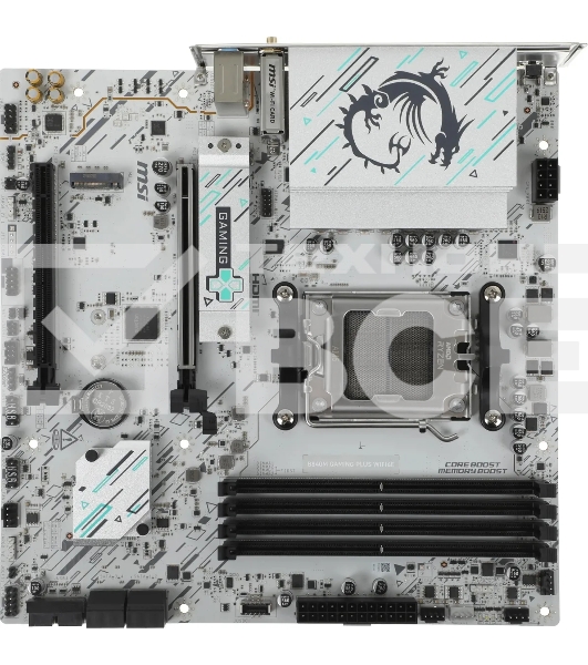 Материнская плата MSI B840M GAMING PLUS WIFI6E, AM5, AMD B840, 4xDDR5, 4xSATA, 2xM.2, 1xPCIe 4.0 x16, 1xPCIe 3.0 x4, 1xHDMI (v2.1), 1xUSB-C 10Gbps, 1xUSB-A 10Gbps, 2xUSB-A 5Gbps, 4xUSB-A 2.0, 1x2.5Gb LAN, Wi-Fi 6E, Bluetooth 5.3, 2x3.5 мм, 7.1, mATX