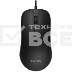 Мышь проводная Philips SPK7214 черный, 1600 dpi, USB, кнопки - 4, фото 1