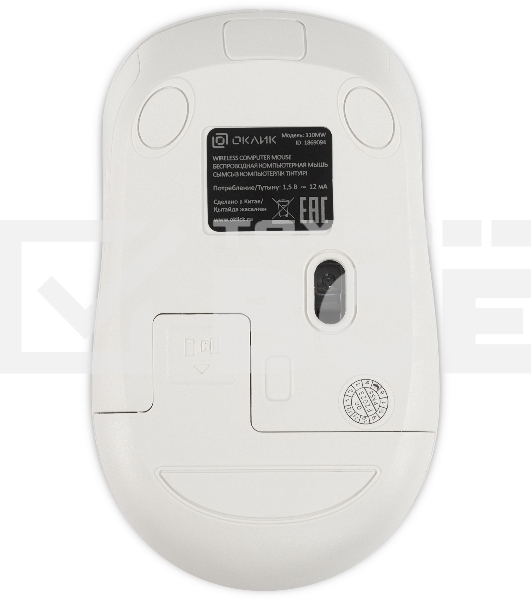 Мышь беспроводная Oklick 310MW белый/синий, 3200 dpi, радиоканал, USB, кнопки - 4