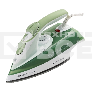 Утюг Galaxy Line GL 6134, зеленый с белым, паровой, 2800 Вт, керамическое покрытие EasyGlide, функции: самоочистка, антикапля, антинакипь, указатель максимального уровня воды, индикатор нагрева, вертикальное отпаривание, паровой удар, регулировка подачи п
