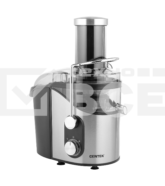 Соковыжималка Centek CT-1212 (черный/сталь) 1200Вт, 2 скор., стакан 1100 мл, горловина 75мм