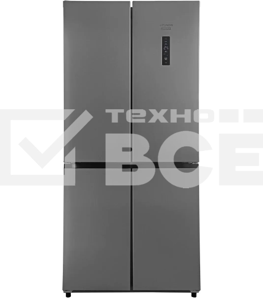 Холодильник Hyundai CM45083F нержавеющая сталь трехкамерный 289/144л морозилка снизу, No Frost, Side by Side