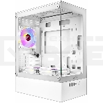Компьютерный корпус Ginzzu CL485 mATX FAN 3*12LD4 передняя панель Стекло белый, фото 1