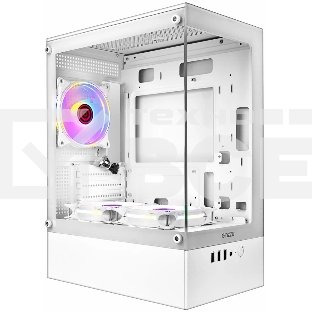 Компьютерный корпус Ginzzu CL485 mATX FAN 3*12LD4 передняя панель Стекло белый