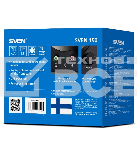 Портативная акустика SVEN 190, черный (6 Вт, питание USB)