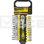 Набор головок STAYER 27754-H28 standard: 1/4 на пластик рельсе трещотка удл-тель 4-13мм 28пр., фото 1