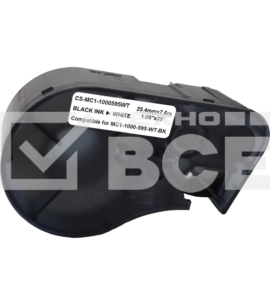 Картридж ленточный Cactus CS-MC1-1000595WT черный шрифт, белый фон (25.4 мм, 7.6 м) для Brady BMP-41/BMP-51/BMP-53-PC-Linked
