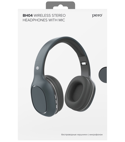 Беспроводные наушники PERO BH04 Grey, полноразмерные
