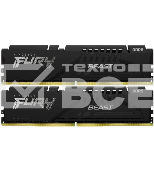 Оперативная память Kingston Fury Beast, DDR5, 16GB (2x8GB), 5600MHz, CL36, с радиаторами, черный
