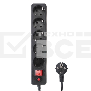 Сетевой фильтр Гарнизон EHLB-1 5р 10А 1.8м черный