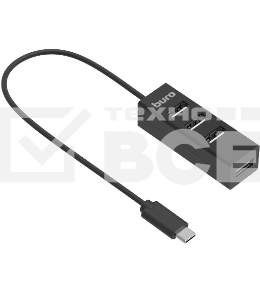 Разветвитель USB-C Buro BPH-C-1906 4порт. черный
