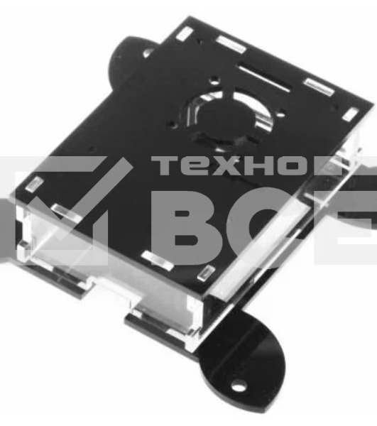 Корпус Qumo, VESA 100x100+вентилятор, Raspberry Pi 4 , акрил, black(RS043)