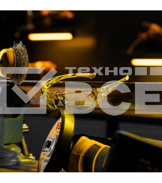 Очки защитные Denzel открытые, поликарбонатные, желтая линза