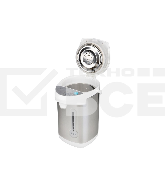 Термопот Energy TP-619 (280307) Мощность: 750 Вт Объем: 4 л Мощность в режиме поддержания температуры: 35 Вт 3 способа подачи воды: автоматическая (нажатием кнопки, нажатием чашкой) и ручная (помпа) Функция поддержания температуры Функция повторного кипячения Быстрое кипячение воды Энергосберегающий принцип работы Скрытый нагревательный элемент нержавеющая стальная колба Съемный шнур питания (длина шнура - 1 м) Индикатор уровня воды Состав (материал): металл, пластмасса