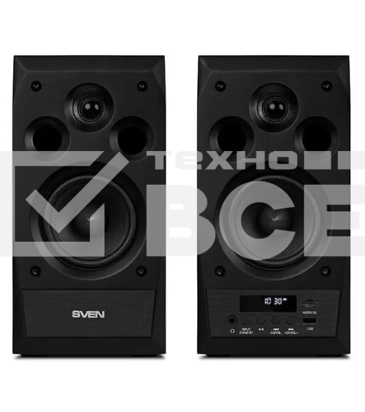 Акустическая система 2.0 SVEN MC-10, чёрный, мощность 2x25Вт (RMS), FM-тюнер, USB/microSD, дисплей, пульт ДУ, Bluetooth SVEN MC-10, чёрный, акустическая система 2.0, мощность 2x25Вт (RMS), FM-тюнер, USB/microSD, дисплей, пульт ДУ, Bluetooth