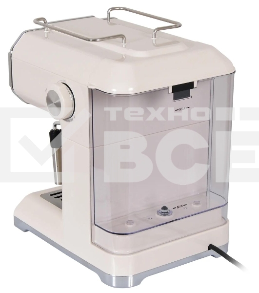 Кофеварка рожковая Hyundai HEM-5300 бежевый/серебристый, исп. кофе - молотый, 1.5 л, 850 Вт, 20 бар