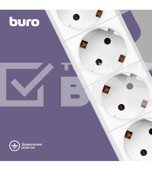 Сетевой фильтр Buro BU-SP3_USB_2A-W 3м (6 розеток) белый (коробка)