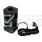 Сетевой фильтр Cablexpert Tower TWR-9-U4-B-2, 9р, 16А, 4хUSB, 3.1А, 2м, ур.защиты 4+, черный, коробка, фото5