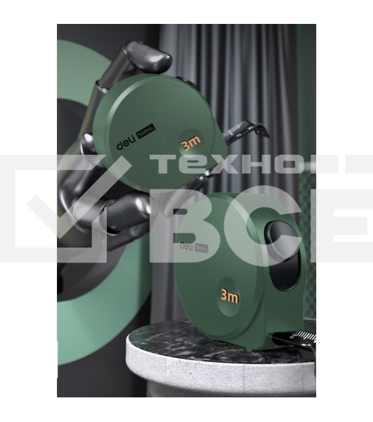 Измерительный и разметочный инструмент Deli Рулетка Home Series Green HT8316L 3м х 16мм, эксклюзивный дизайн, корпус - высококачественный софттач пластик