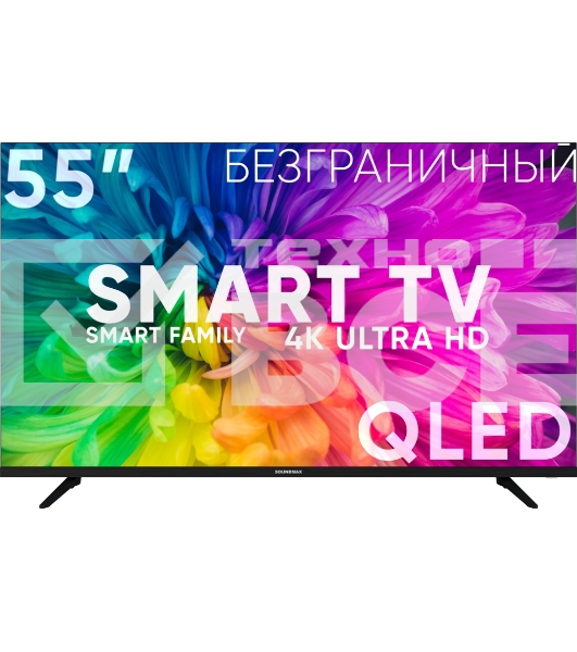 Телевизор Soundmax 55' SM-QLED55T21SU черный QLED UHD 60Hz Android TV
