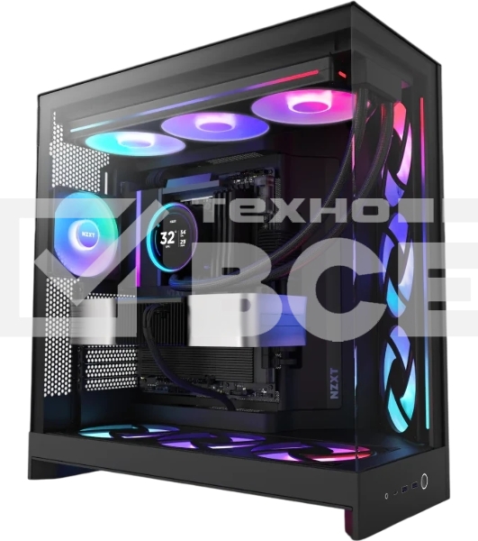 Компьютерный корпус без блока питания Case NZXT H9 Flow RGb+ (2025), Midi-Tower, TG, 6x140мм RGb + 1x120мм RGb, 2xUSB-A 3.2 + 1xUSB-C 3.2, E-ATX, ATX, mATX, mITX черный