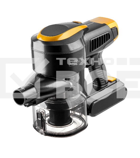 Пылесос вертикальный Brayer BR4273 серый/желтый, питание от аккумулятора, 350 Вт, уборка сухая, пылесборник 0,8 л