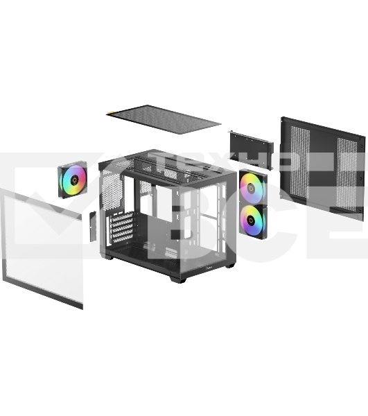 Корпус Ocypus Gamma C54 BK ARGB, Mini-Tower, чёрный, 3 x 120 мм