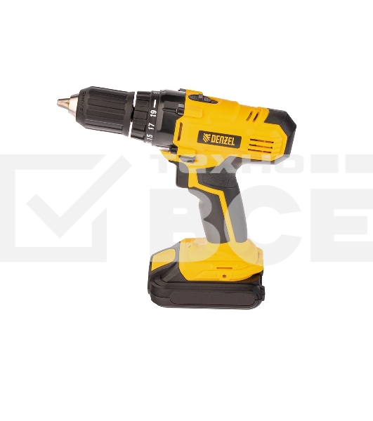 Дрель-шуруповерт Denzel CDL-IB-18-02, 18 В, 1,5 Ач, 40 Нм, щеточный