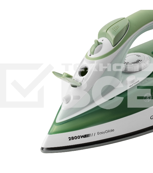 Утюг Galaxy Line GL 6134, зеленый с белым, паровой, 2800 Вт, керамическое покрытие EasyGlide, функции: самоочистка, антикапля, антинакипь, указатель максимального уровня воды, индикатор нагрева, вертикальное отпаривание, паровой удар, регулировка подачи п